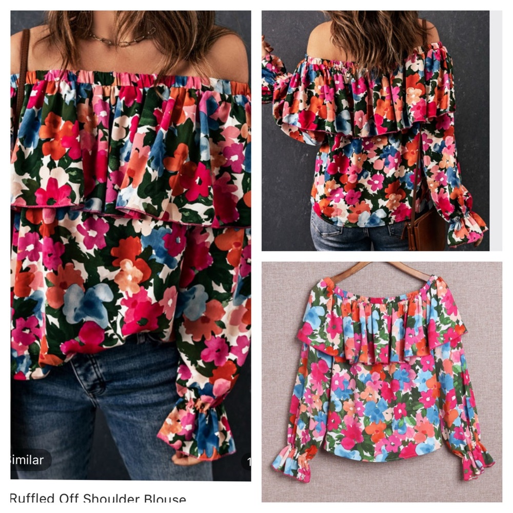 Floral Off-Shoulder Ruffle Blouse - Picture 1 of 1